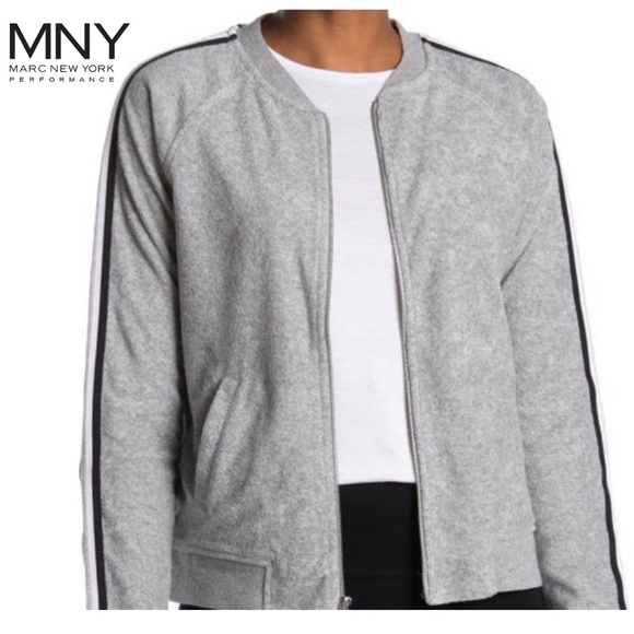 Marc New York Striped Sleeve Terry Track Jacket - Picture 1 of 16